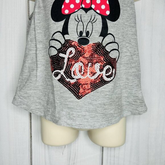 Disney Minnie Girls Tank 6/6X Small Sequined & Bow Gray Tank Top - Picture 3 of 6